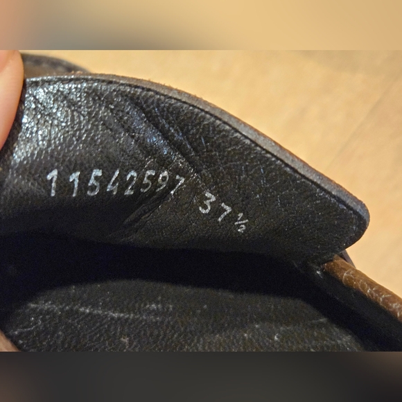 Burberry 37.5 Dark Brown Pebbled Leather Driving Loafers Silver Snaffle Bit - Picture 5 of 6